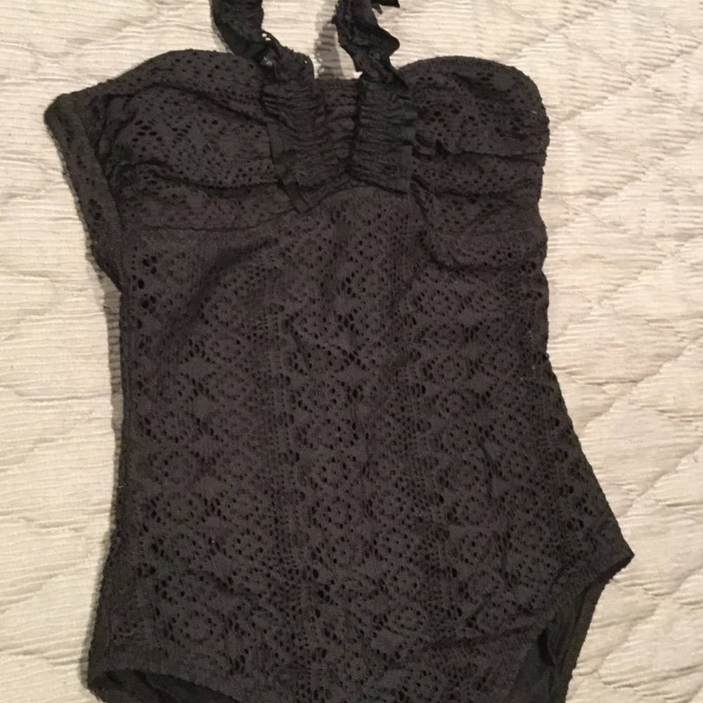 Black crochet lace swimsuit
